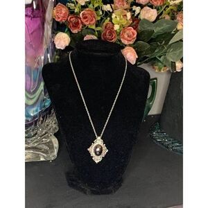 Sarah Gray stone pendant/brooch set in Silver plate, Vintage